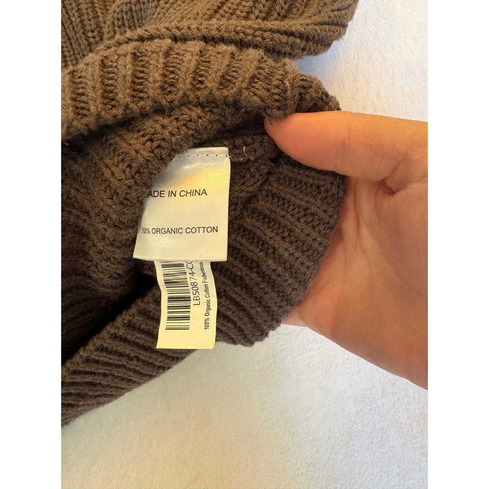 Quince Brown 100% Organic Cotton Fisherman Crewneck Sweater Large LB50874-CO - Picture 3 of 5